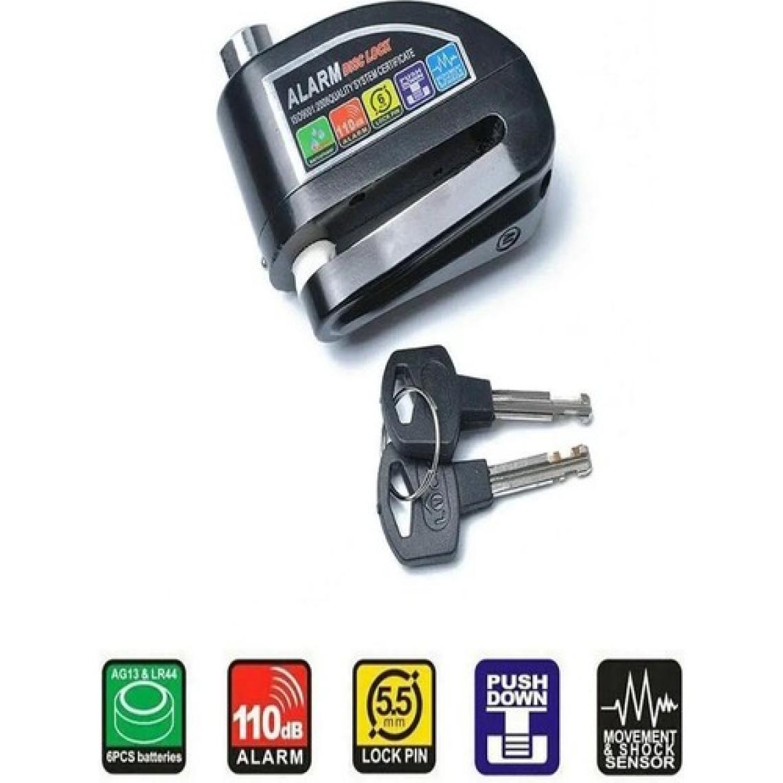 Deanb Hatırlatma Kablolu 110DP Alarm'lı Su Geçirmez 7mm Çelik Pim Motor Motosiklet Kilidi Disk Firen Kilit