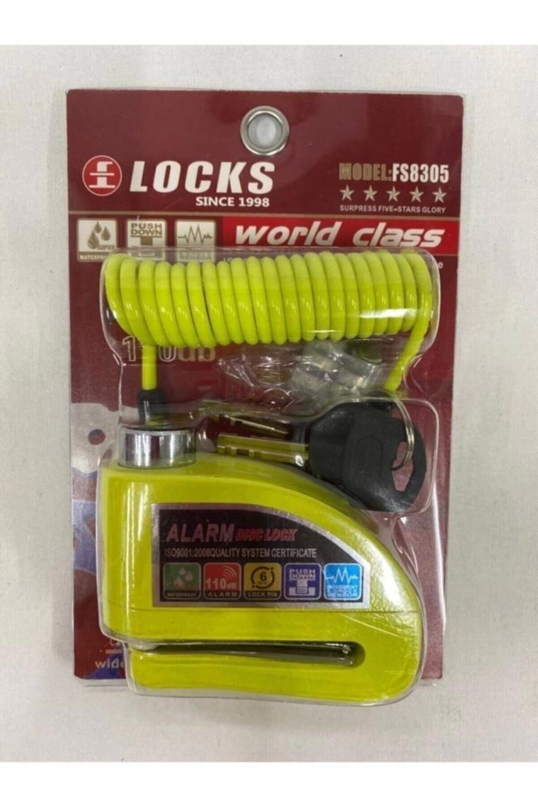 Locks World Class Locks 110 Db Fosforlu Yeşil Alarmlı Disk Kilidi