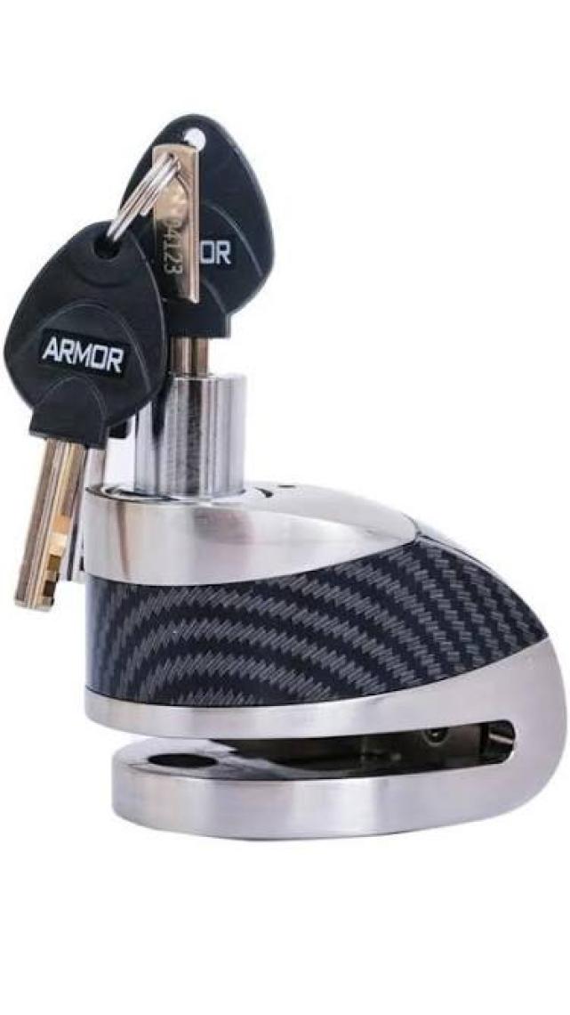 Armor 610+MVA 10MM Paslanmaz Çelik Alarmlı Karbon Disk Kilidi Gri