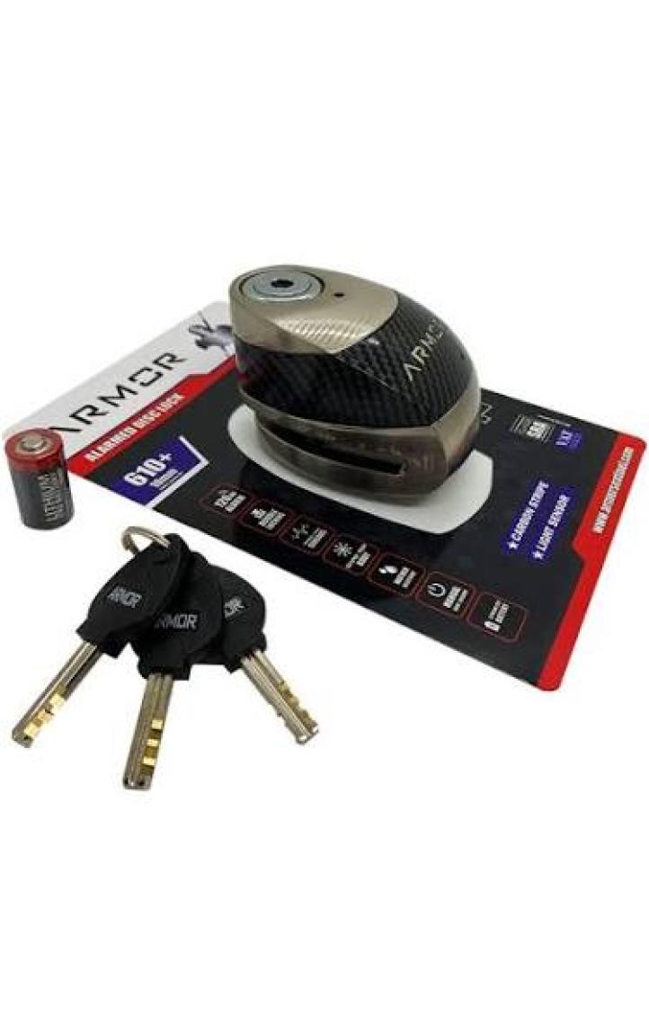 Armor 610+MVA 10MM Paslanmaz Çelik Alarmlı Karbon Disk Kilidi Gri
