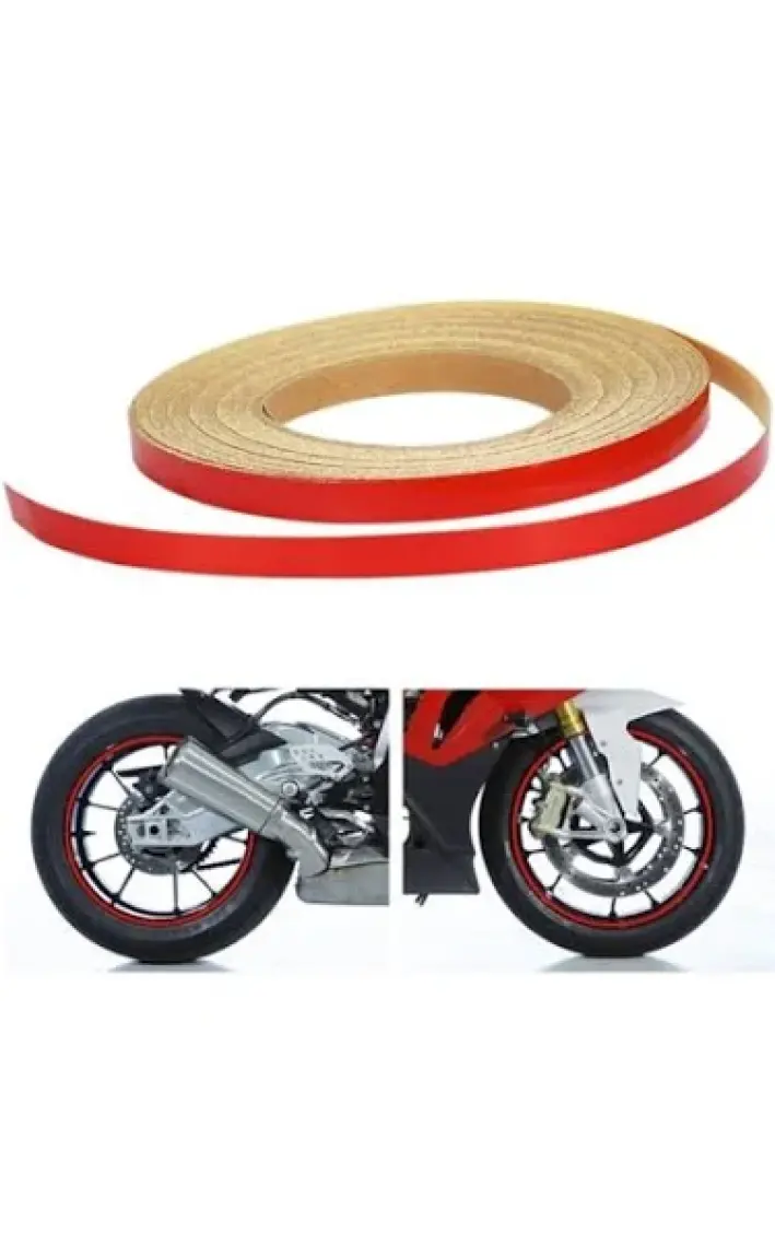 Oto Aksesuarcım Reflektif Fosfor Şerit Bant Reflektör Jant Şeridi 0.5CMX10 Metre Kırmızı