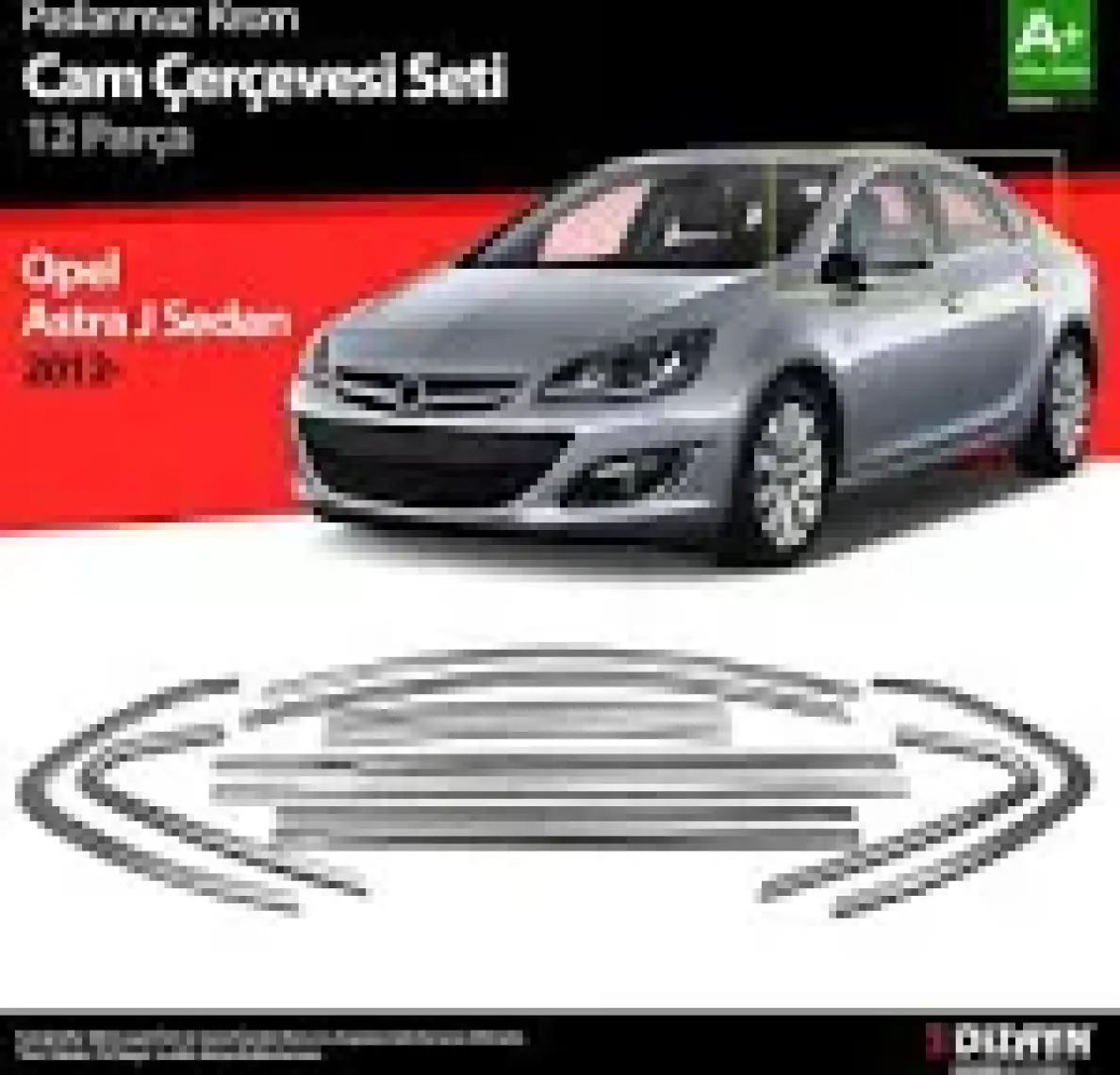S-Dizayn Opel Astra J SD Krom Cam Çerçeve Seti 12 Prç 2012 Üzeri (Bütün-Formlu)