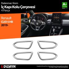 S-Dizayn Renault Clio 5 Krom İç Kapı Kolu Çerçevesi 4 Parça 2019 ve Üzeri