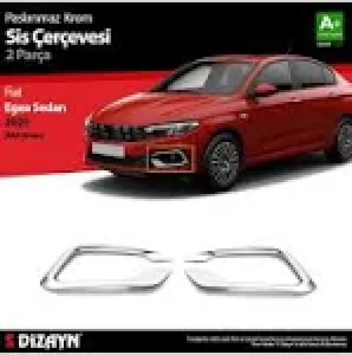 S-Dizayn Fiat Egea Sedan Krom Sis Çerçevesi 2 Prç. 2020 Üzeri (Mat Krom) A+ Kalite