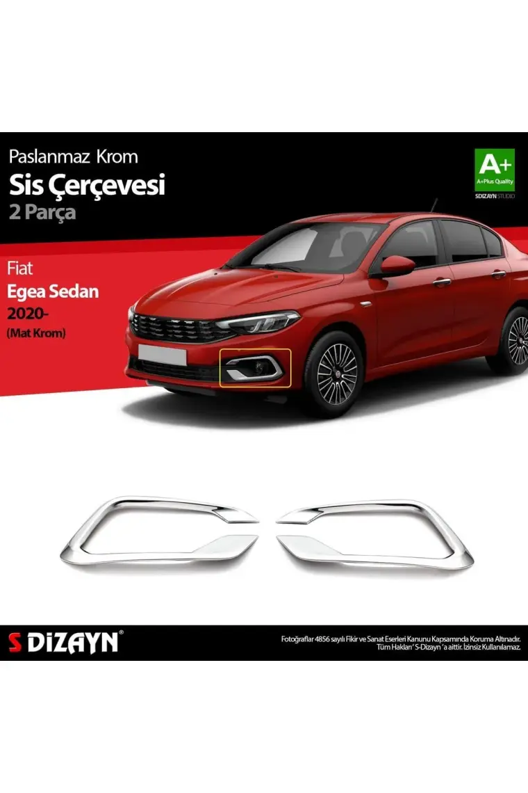S-Dizayn Fiat Egea Sedan Krom Sis Çerçevesi 2 Prç. 2020 Üzeri (Mat Krom) A+ Kalite
