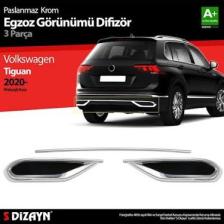 S-Dizayn Vw Tiguan Krom Egzoz Görünümü Difüzör 3 Parça 2020 Üzeri