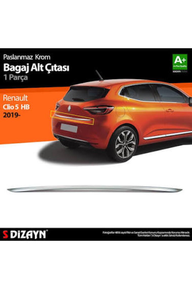 S-Dizayn Renault Clio 5 Krom Bagaj Alt Çıtası 2019 ve Üzeri A+Kalite