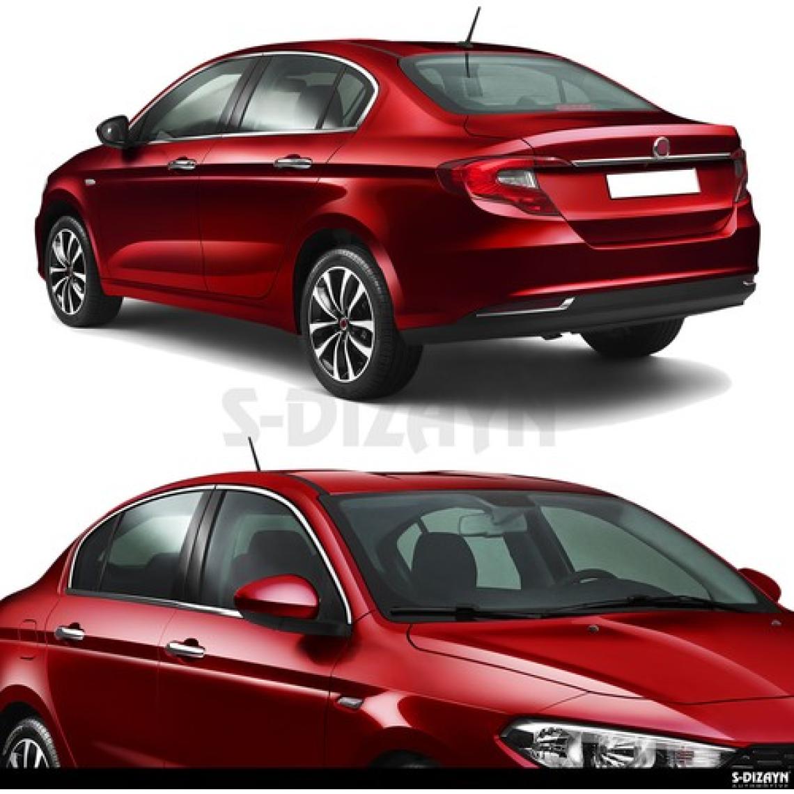 S-Dizayn Fiat Egea Sedan, HB Krom Cam Çerçevesi 8 Parça 2015 Üzeri