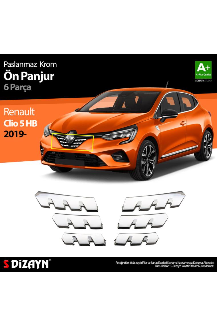 S-Dizayn Renault Clio 5 Krom Ön Alt Panjur 6 Parça 2019 ve Üzeri