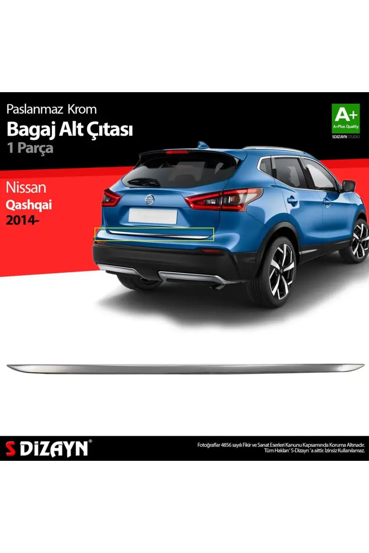 S-Dizayn Nissan Qashqai Krom Bagaj Alt Çıtası 2014 Üzeri