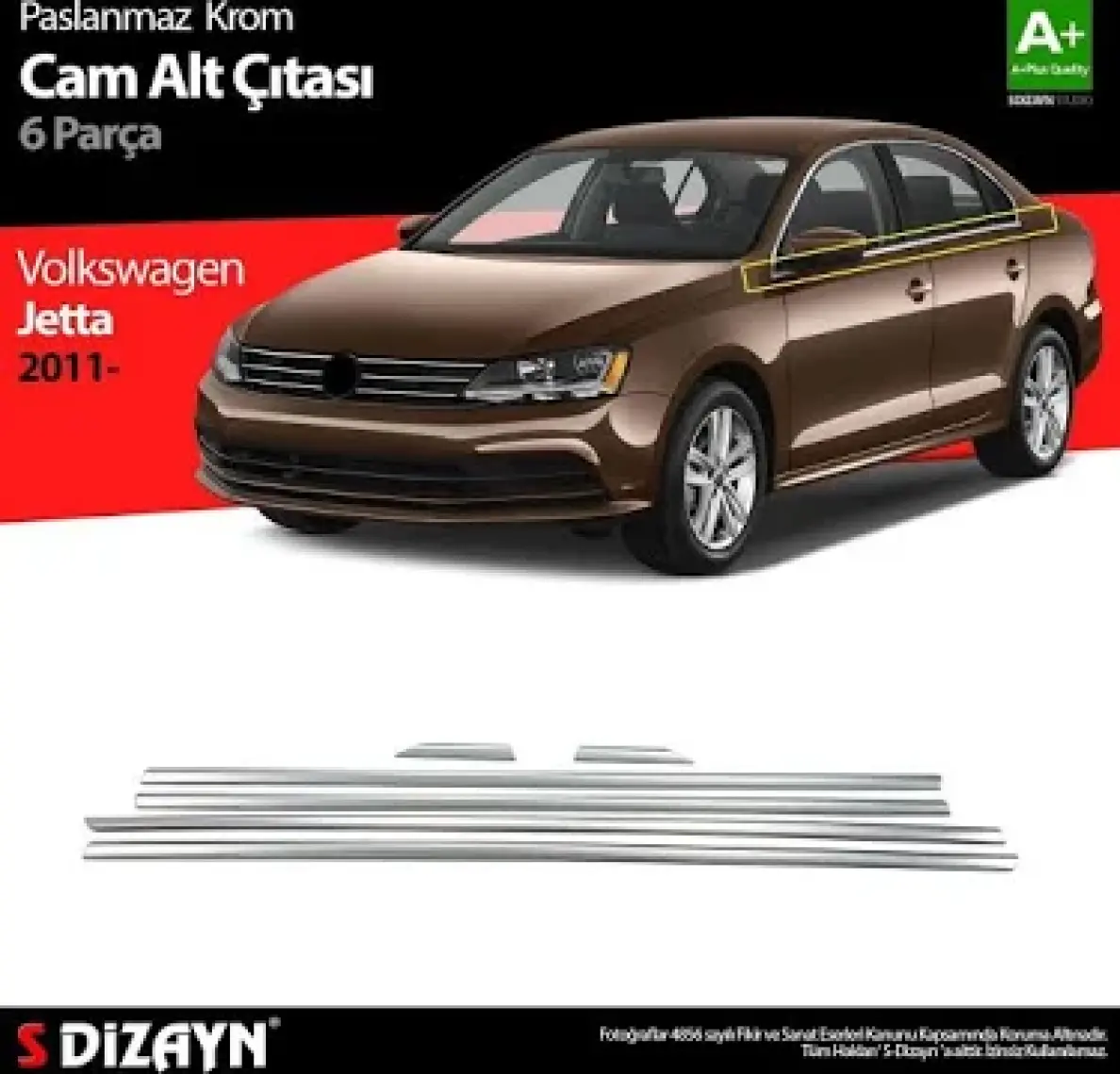Nova Krom Vw Jetta Krom Cam Çıta 6 Prç 2011-2019