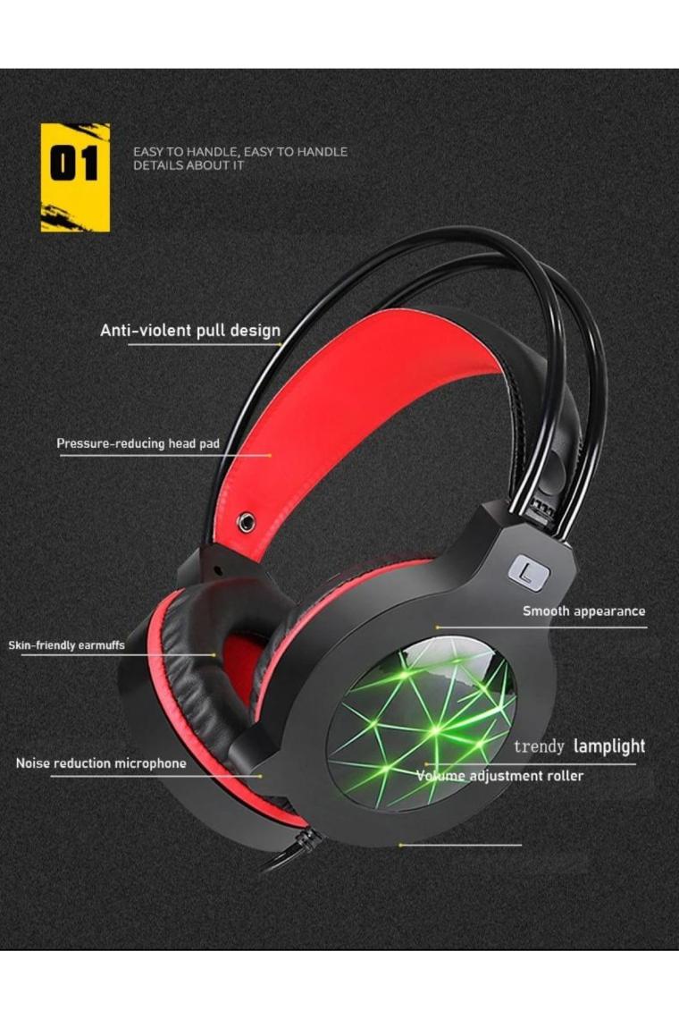 Pg-6920 Ledli Gaming Mikrofonlu Oyuncu Pc Kulaklığı 3.5 mm Jack