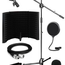 Pf-50b Mikrofon Ses Yalıtım Paneli + Stand Kablo Filtre Seti