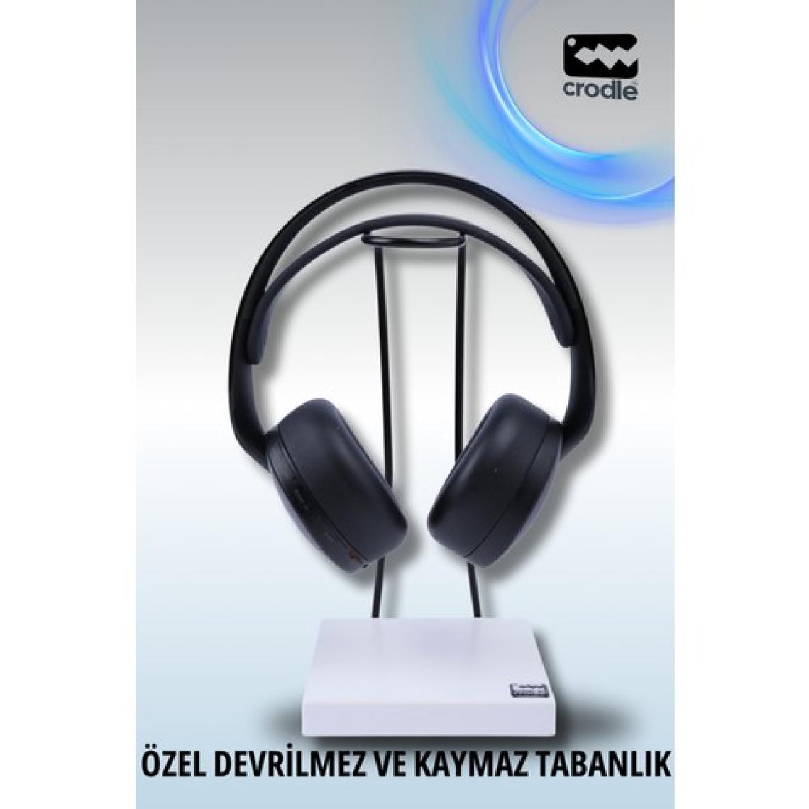 Deer Home Mat Siyah Kaymaz Beyaz Tabanlı Askı Aparatlı Stant Kulaküstü Gaming Oyuncu Kulaklık Tutucu Standı