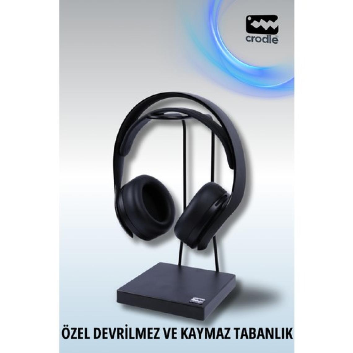 Mat Siyah Kaymaz Siyah Tabanlı Askı Aparatlı Stant Kulaküstü Gaming Oyuncu Kulaklık Tutucu Standı