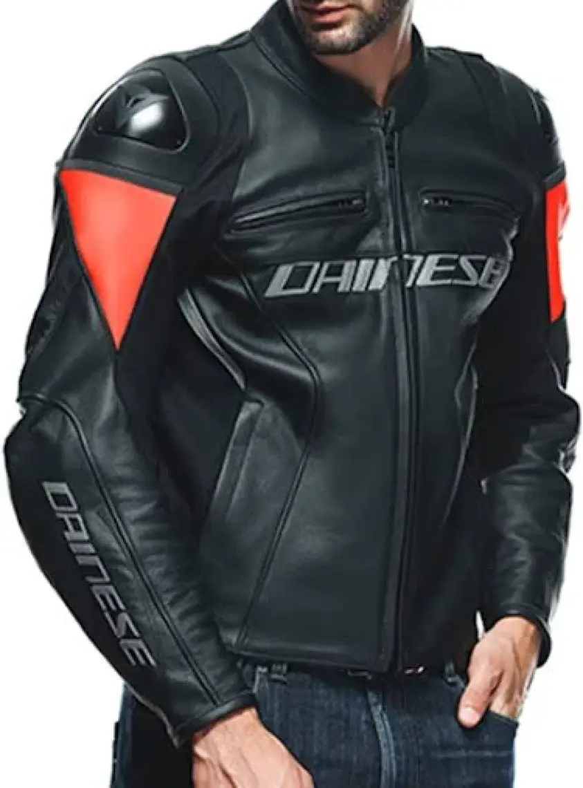 Dainese Racing 4 Black Fluo Red Deri Mont