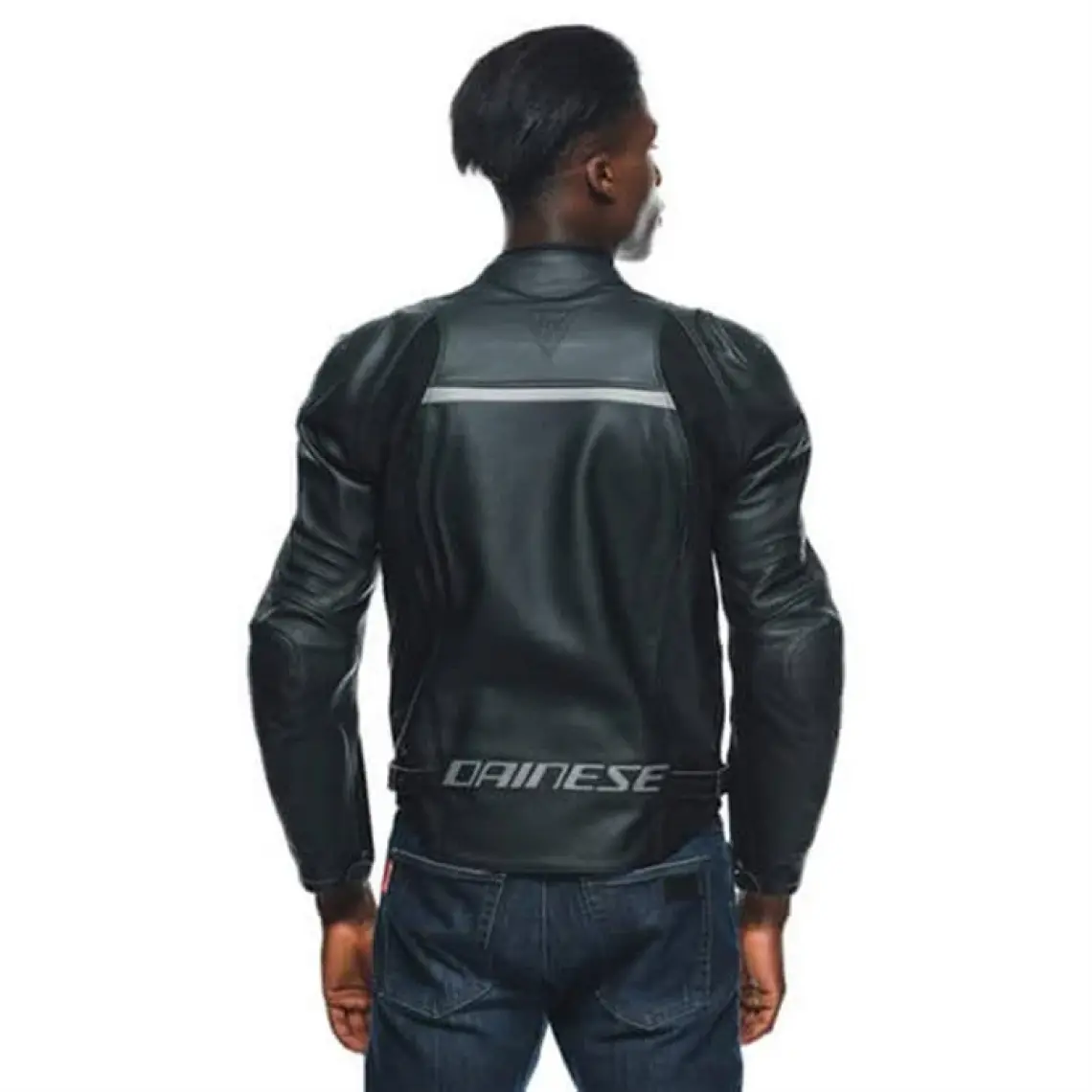 Dainese Racing 4 Siyah Dana Derisi Motosiklet Ceketi – Yansıtıcı Detaylı, Spor ve Şehir Sürüşüne Uygun