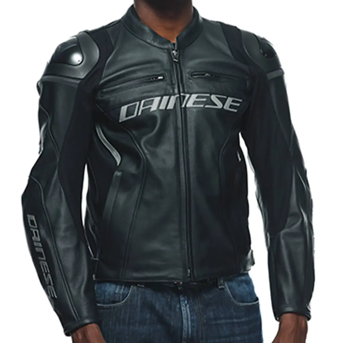 Dainese Racing 4 Siyah Dana Derisi Motosiklet Ceketi – Yansıtıcı Detaylı, Spor ve Şehir Sürüşüne Uygun