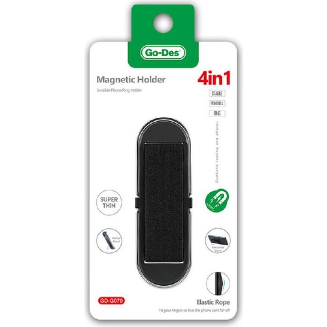 Go-Des Telefon Için Standlı Magnetik Yüzük Tutucu Aparat Go Des GD-G079 4in1 Siyah