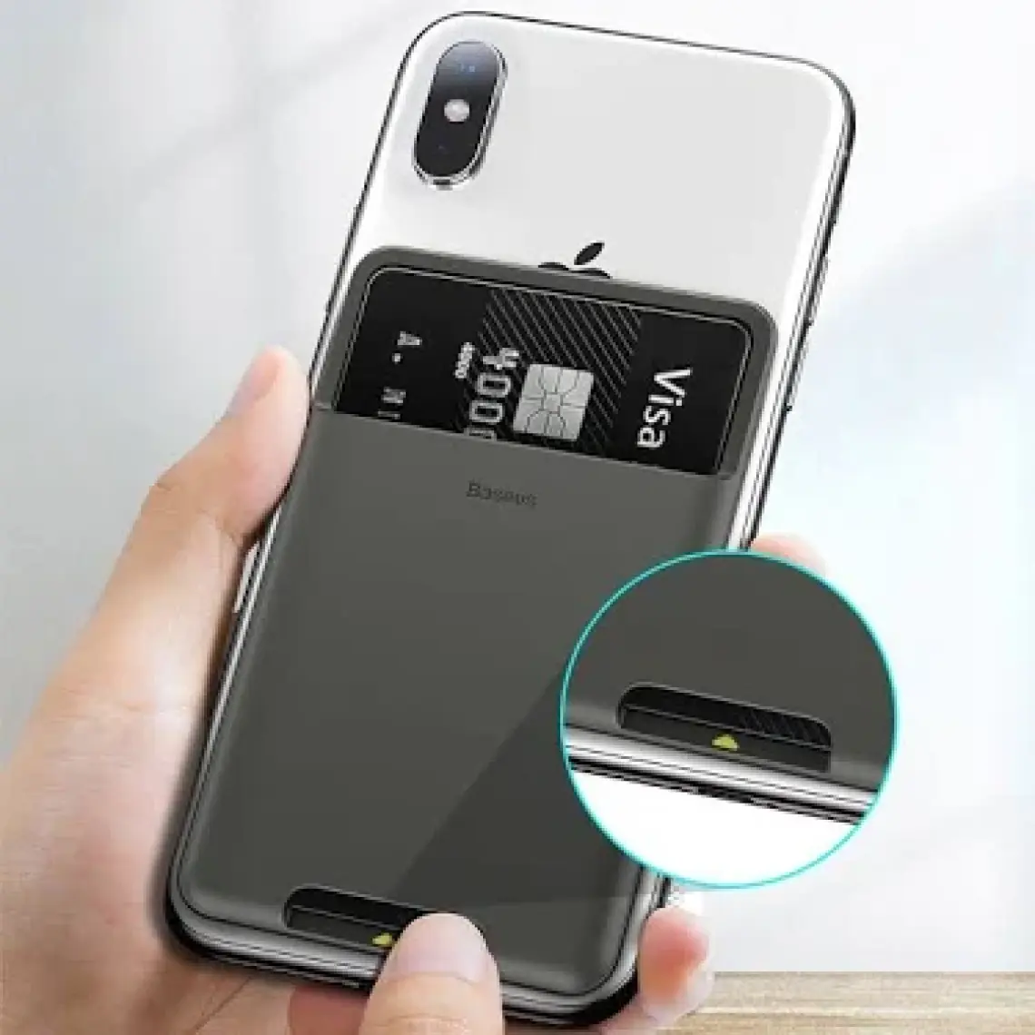 Baseus ACKD-B0G Back Stick Universal Telefon Arkası Kart Yuvası Cüzdan - Gri
