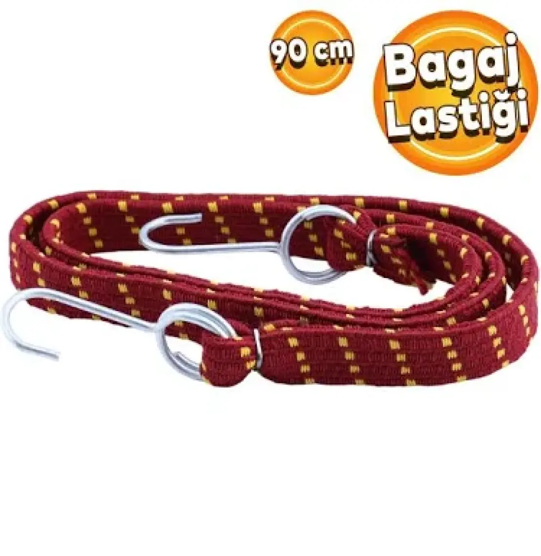 Badem10 Geniş Kancalı Oto Araç Araba Bagaj Lastiği Bisiklet Sabitleme Yük Taşıma Lastik 20 mm x 90 cm