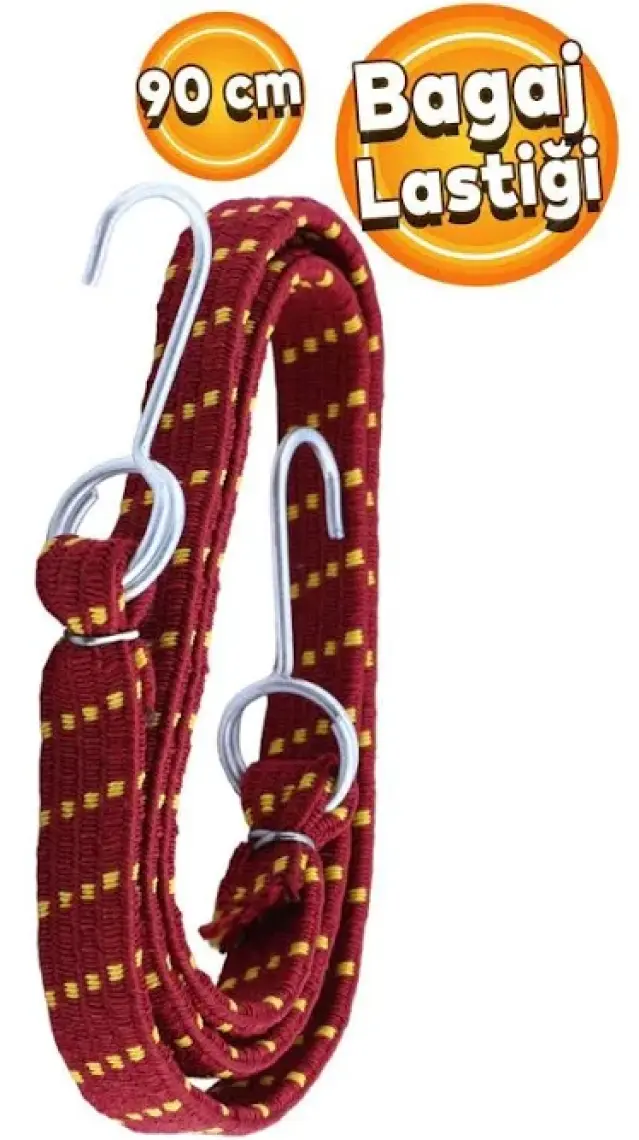 Badem10 Geniş Kancalı Oto Araç Araba Bagaj Lastiği Bisiklet Sabitleme Yük Taşıma Lastik 20 mm x 90 cm