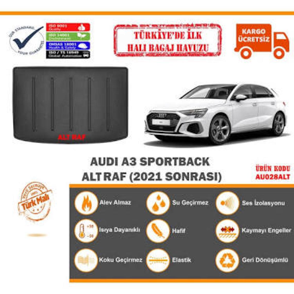 Öz-İş Öziş Audi A3 Sportback Alt Raf Halı Bagaj Havuzu (2021 Sonrası)