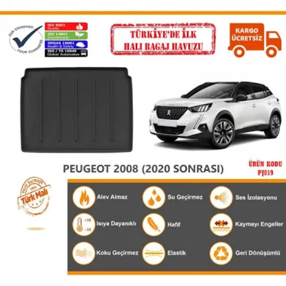 Peugeot 2008 Alt Raf Halı Bagaj Havuzu (2020 Sonrası)