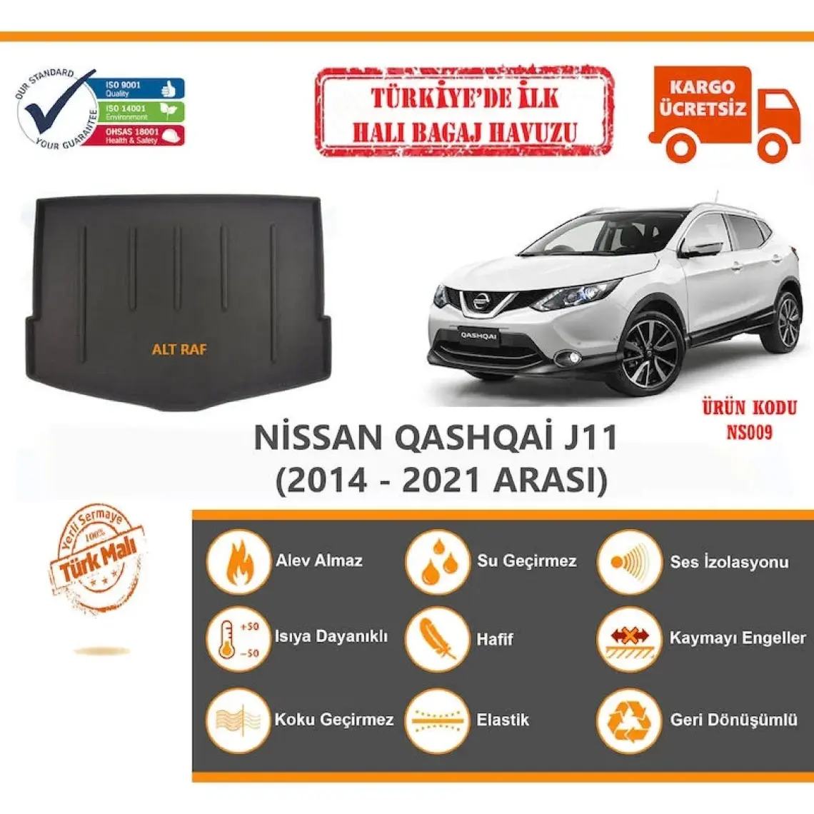 Öz-İş Nissan Qashqai Alt Halı Bagaj Havuzu J11 (2014-2021 Arası)