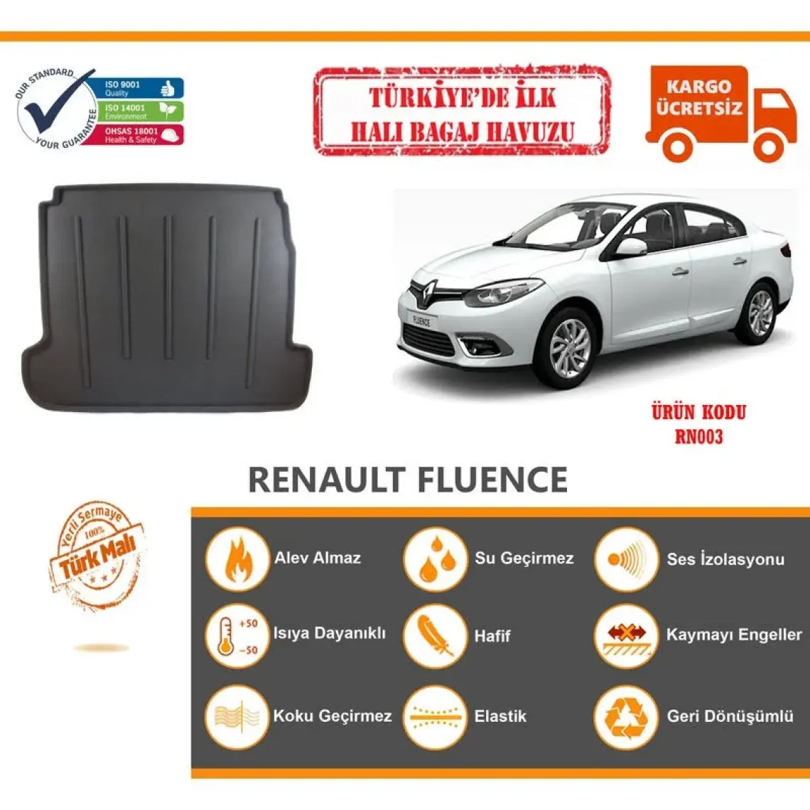 Öz-İş Renault Fluence Halı Bagaj Havuzu