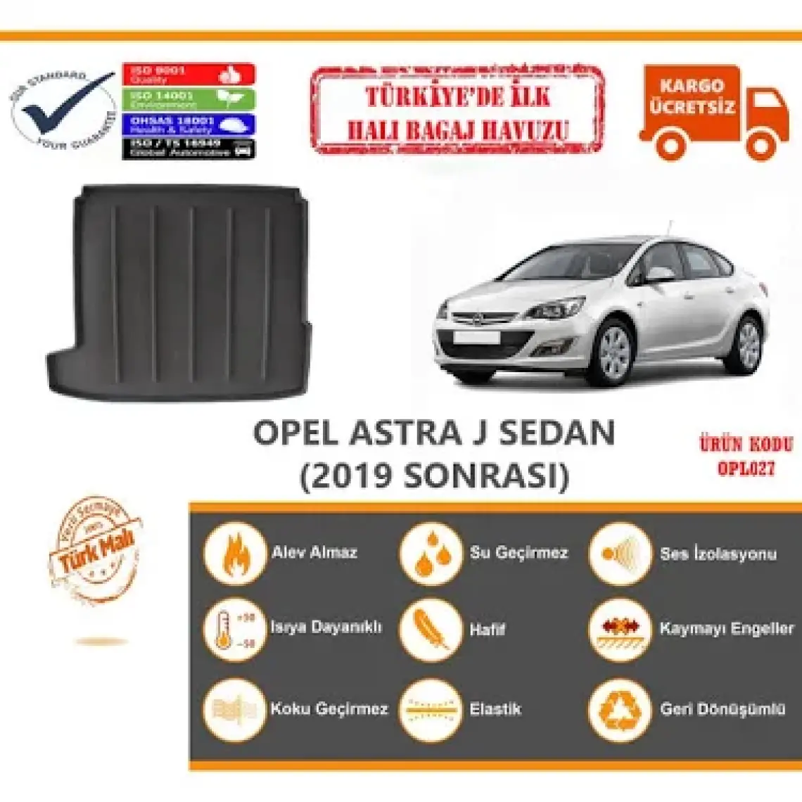Öz-İş Opel Astra J Sedan Halı Bagaj Havuzu (2019 Sonrası)