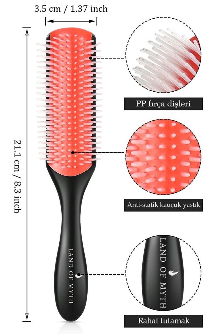 Styling Brush, 9 Sıra Şekillendirme Fırçası, ( Curly Girl ) Kıvırcık Kız Metodu Fırçası