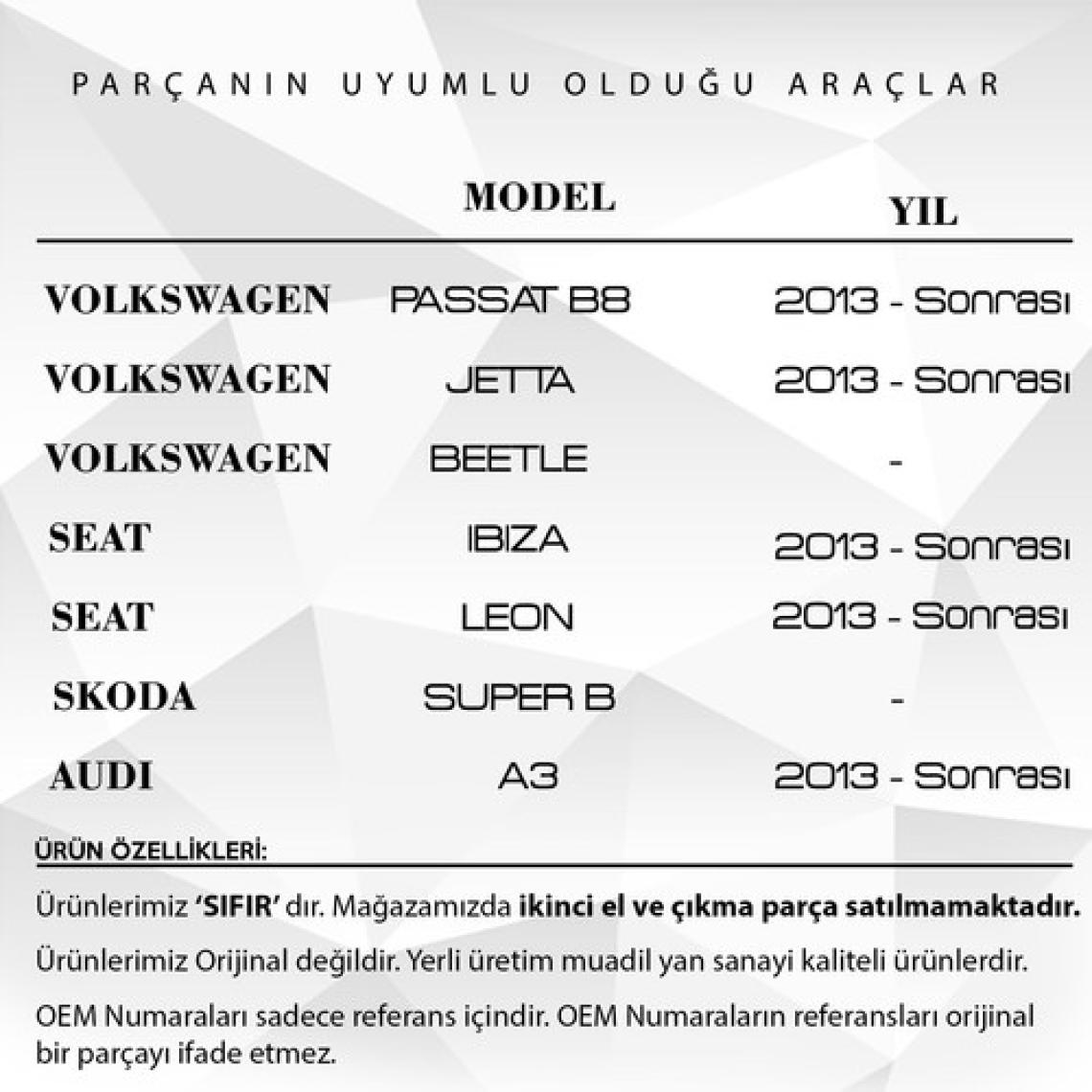 Alpha Auto Part Volkswagen Passat Jetta Için  Katlanır Yan Ayna Plastik Dişlisi
