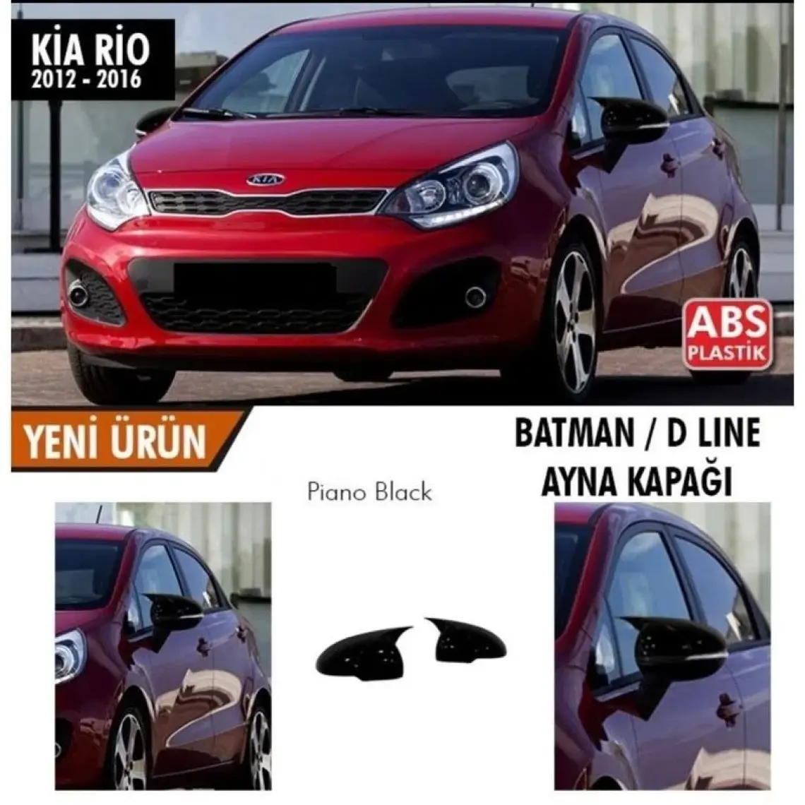 Mayuk Dizayn Kia Rio Batman Yarasa Ayna Kapağı Sinyalli Piano Black 2012-2016 Ve Montaj Bandı