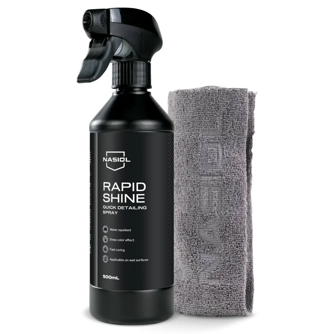 Nasiol-SET 21-Rapidshine Araç Hızlı Nano Detay Spreyi ve Mikrofiber Detailing Bez (2Adt) Seti