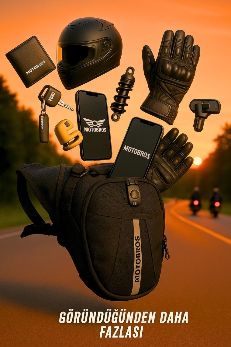 Motobros Premium Su Geçirmez Özel Motosiklet Bacak Çantası