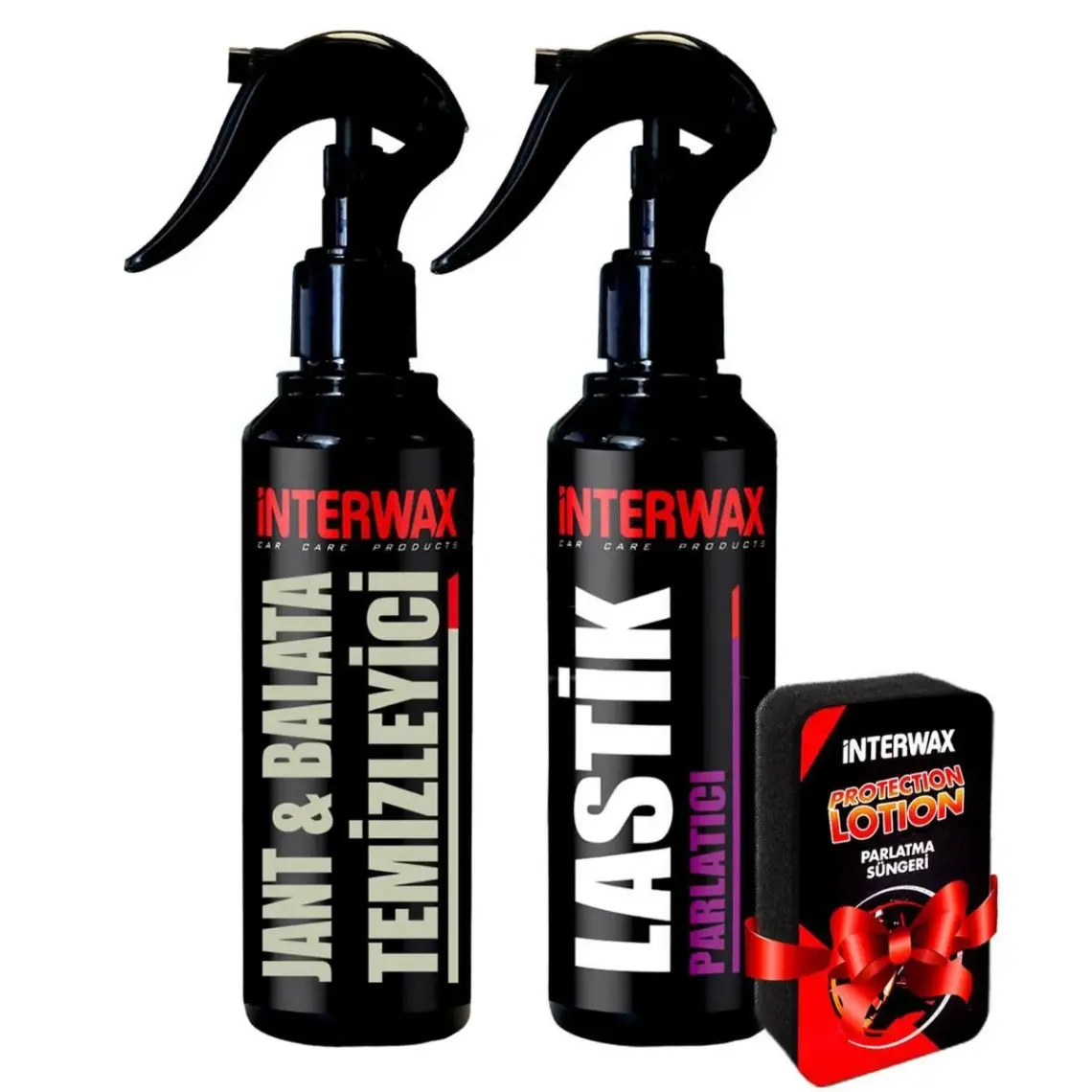 Interwax 2'li Oto Bakım ve Temizlik Seti Jant Temizleyici + Lastik Parlatıcı + Uygulama Süngeri