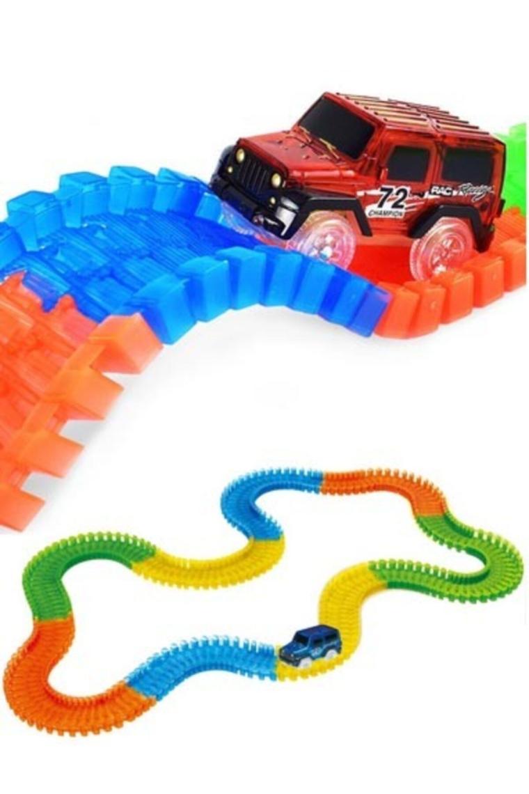 EC Shop Kayyum Oyuncak Satranç Hediyeli- Magic Track 384 Parça, 480CM Parkur,led'li Arabalarıyla Esnek Raylı Yarış Pisti
