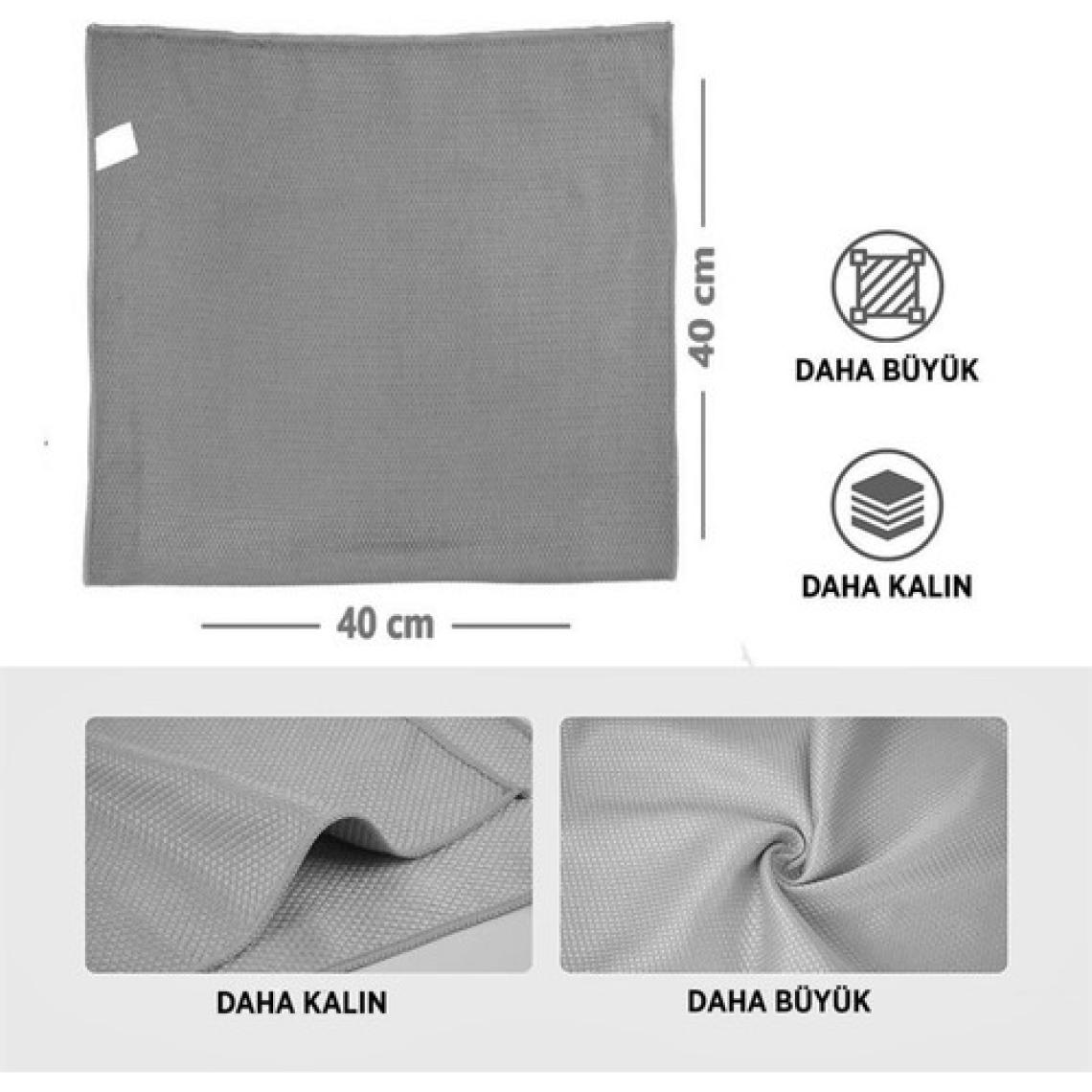 Vizyon Park Özel 3'lü Full Gri Set 40X40 cm Araç Yıkama Kurulama Baklava Oto Cam Temizlik Bezi ve Cila Eldiveni 40X40 cm