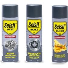 Selsil Oto Bakım Seti Motor Temizleme Spreyi 500 ml / Silikon Sprey 500 ml / Fren Balata Spreyi 500 ml