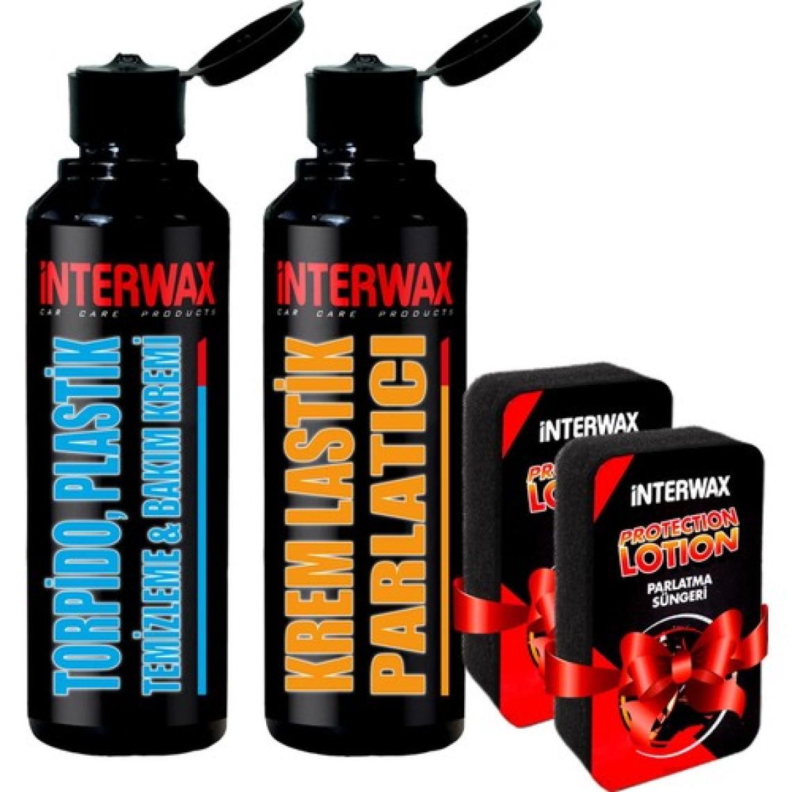 Interwax 2'li Oto Bakım ve Temizlik Seti Torpido Parlatıcı Krem + Lastik Parlatma Kremi + 2x Sünger