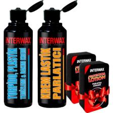Interwax 2'li Oto Bakım ve Temizlik Seti Torpido Parlatıcı Krem + Lastik Parlatma Kremi + 2x Sünger