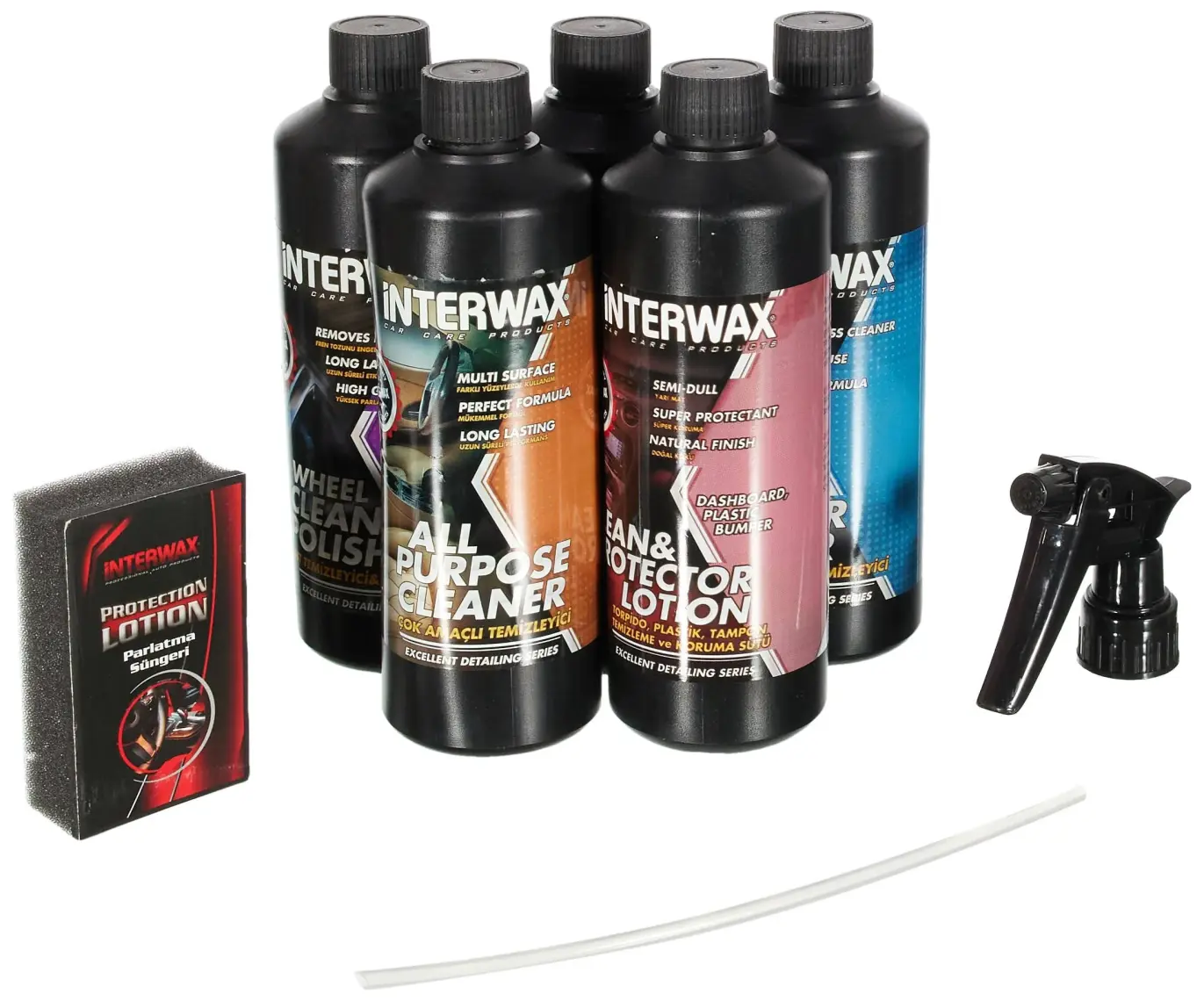 Interwax Oto Bakım Seti 5'li 500 ml (Motor-Torpido-Jant-Lastik-Genel Temizlik)