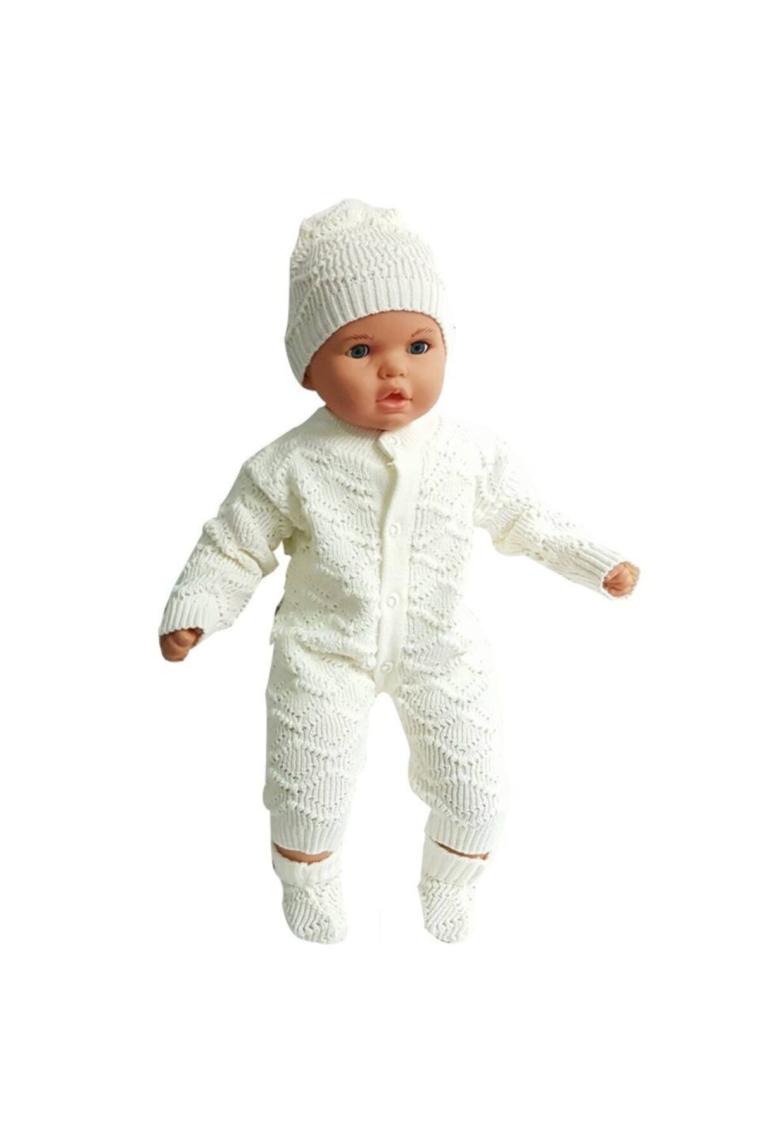 Krem Bebek Triko Patikli Tulum Takım