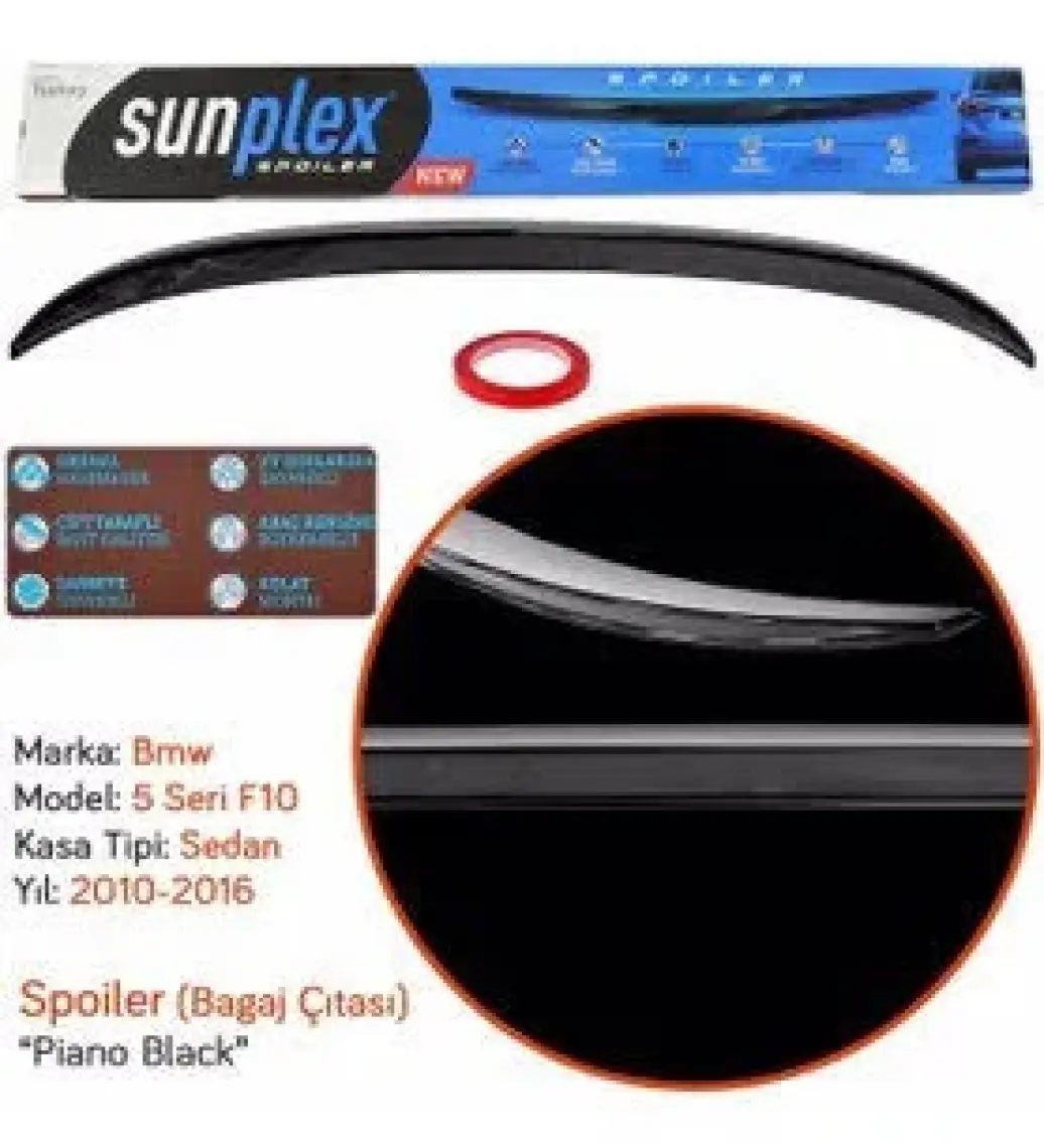 Sunplex Bmw 5 Serisi F10 2010-2016 Spoiler Bagaj Çıtası Piano Black