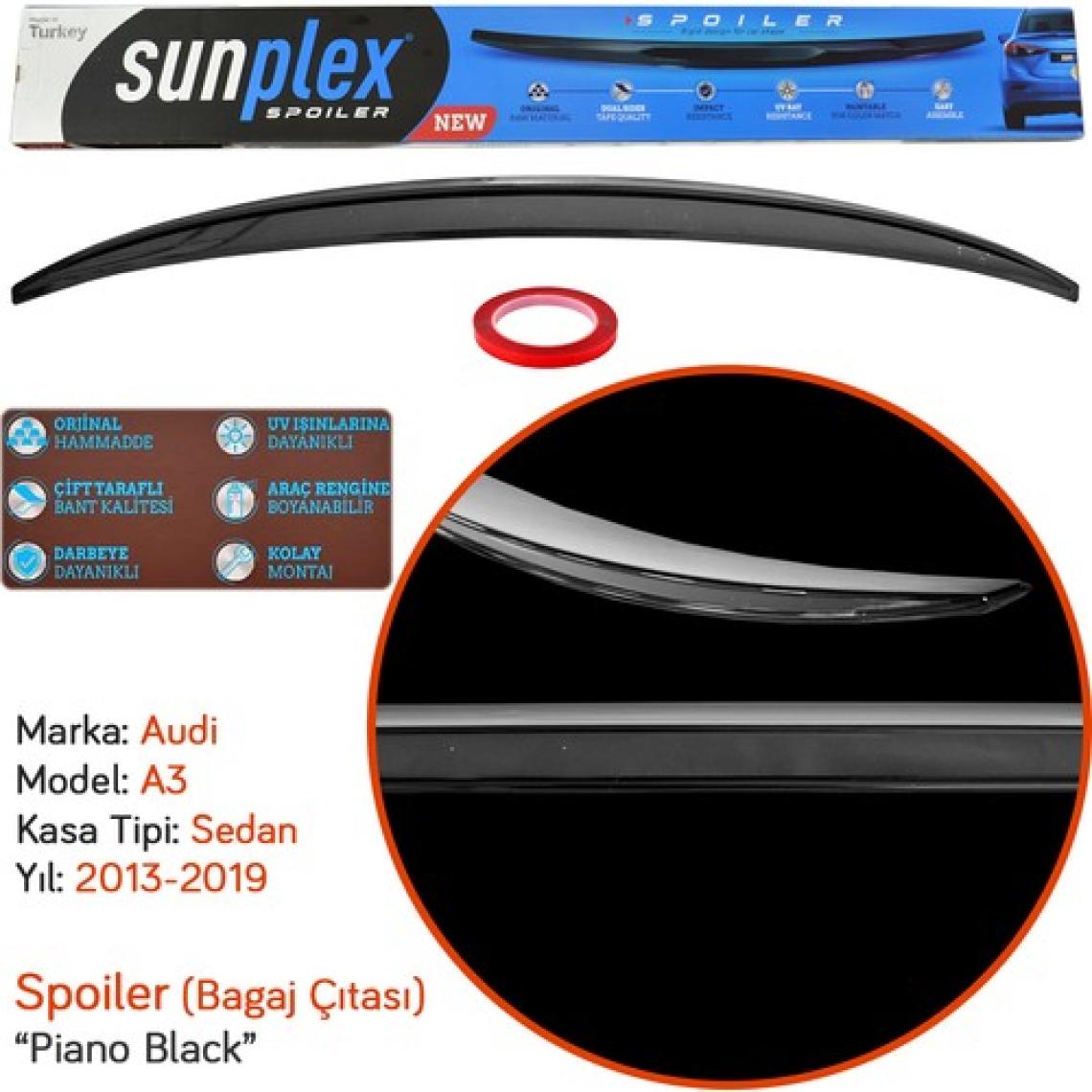 Sunplex Audi A3 Sedan 2013-2019 Spoiler Bagaj Çıtası Piano Black