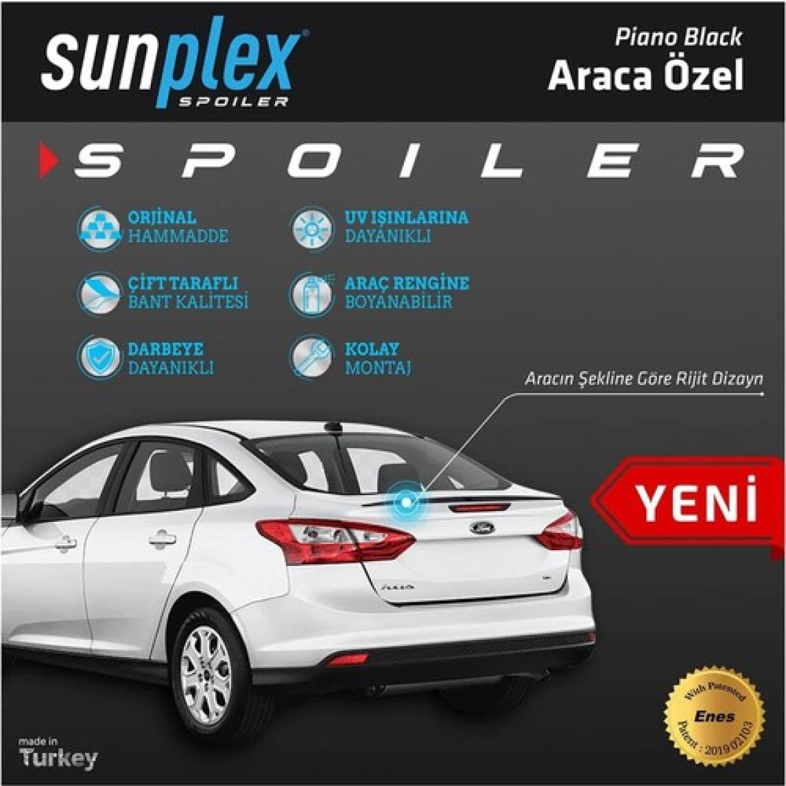 Sunplex Audi A3 Sedan 2013-2019 Spoiler Bagaj Çıtası Piano Black