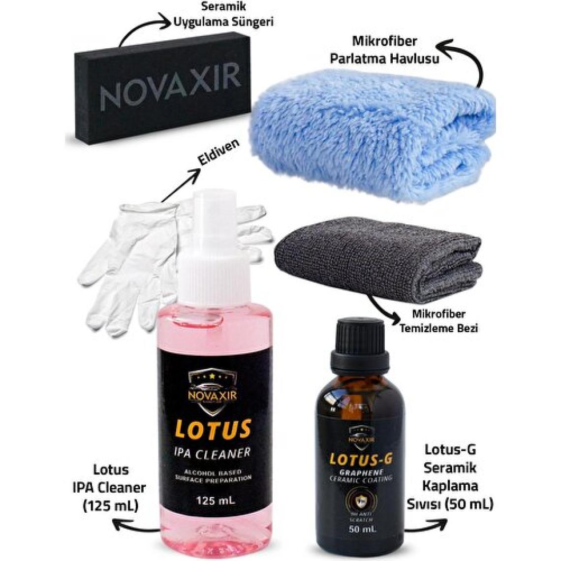 NOVAXIR LOTUS-G 9H NANO GRAFEN-SERAMİK KAPLAMA SETİ (50 Ml), IPA CLEANER, 5-YIL BOYA KORUMA+ULTRA PA