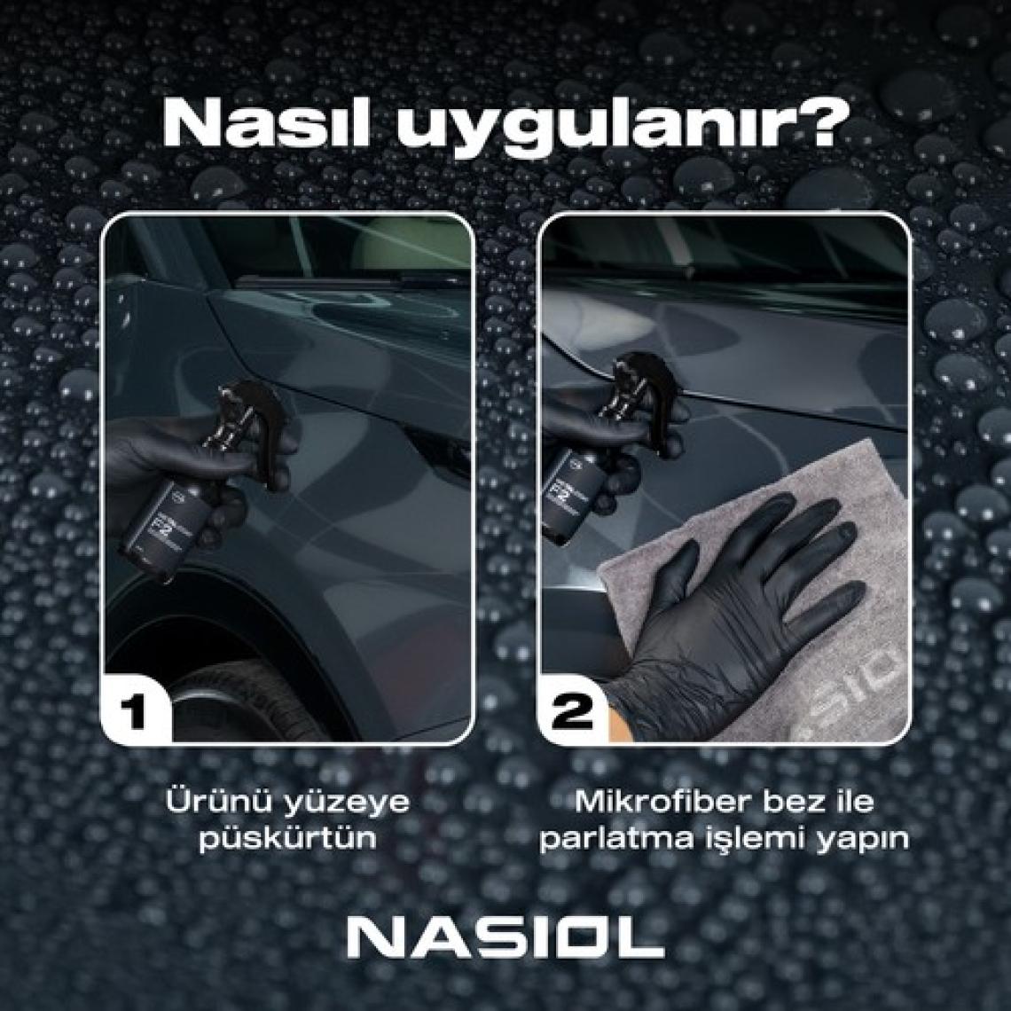 Nasiol Metalcoat F2 Araç Sprey Nano Seramik Kaplama ve Boya Koruma-1 Yıl Dayanım-50ml-Su,Leke İtici