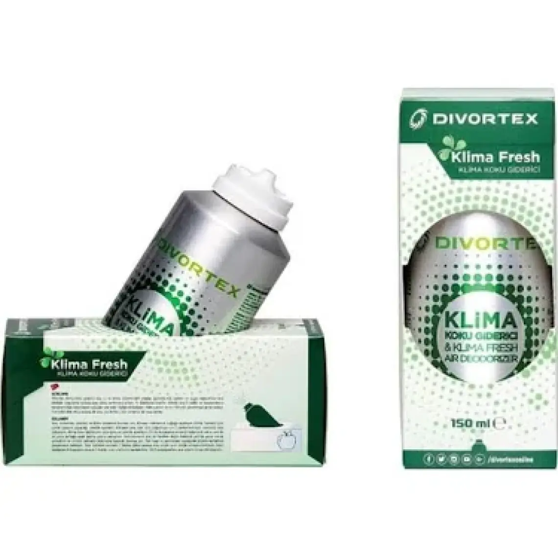 Divortex Klima Fresh - Klima Bombası - Yeşil Elma 2 x 150 ml